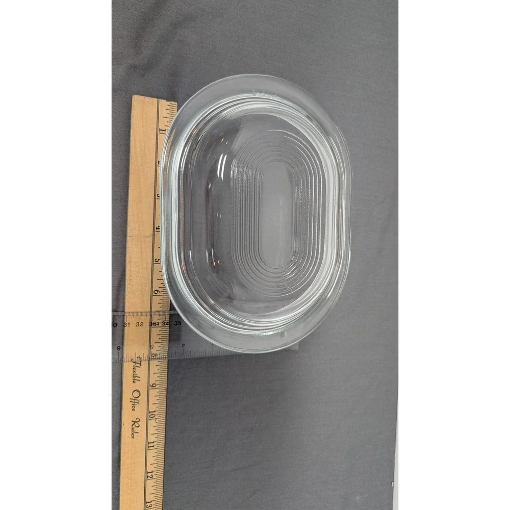 Pyrex Oval Refrigerator Dish 602-B 602-C Clear Ribbed Glass Lid Vintage Storage